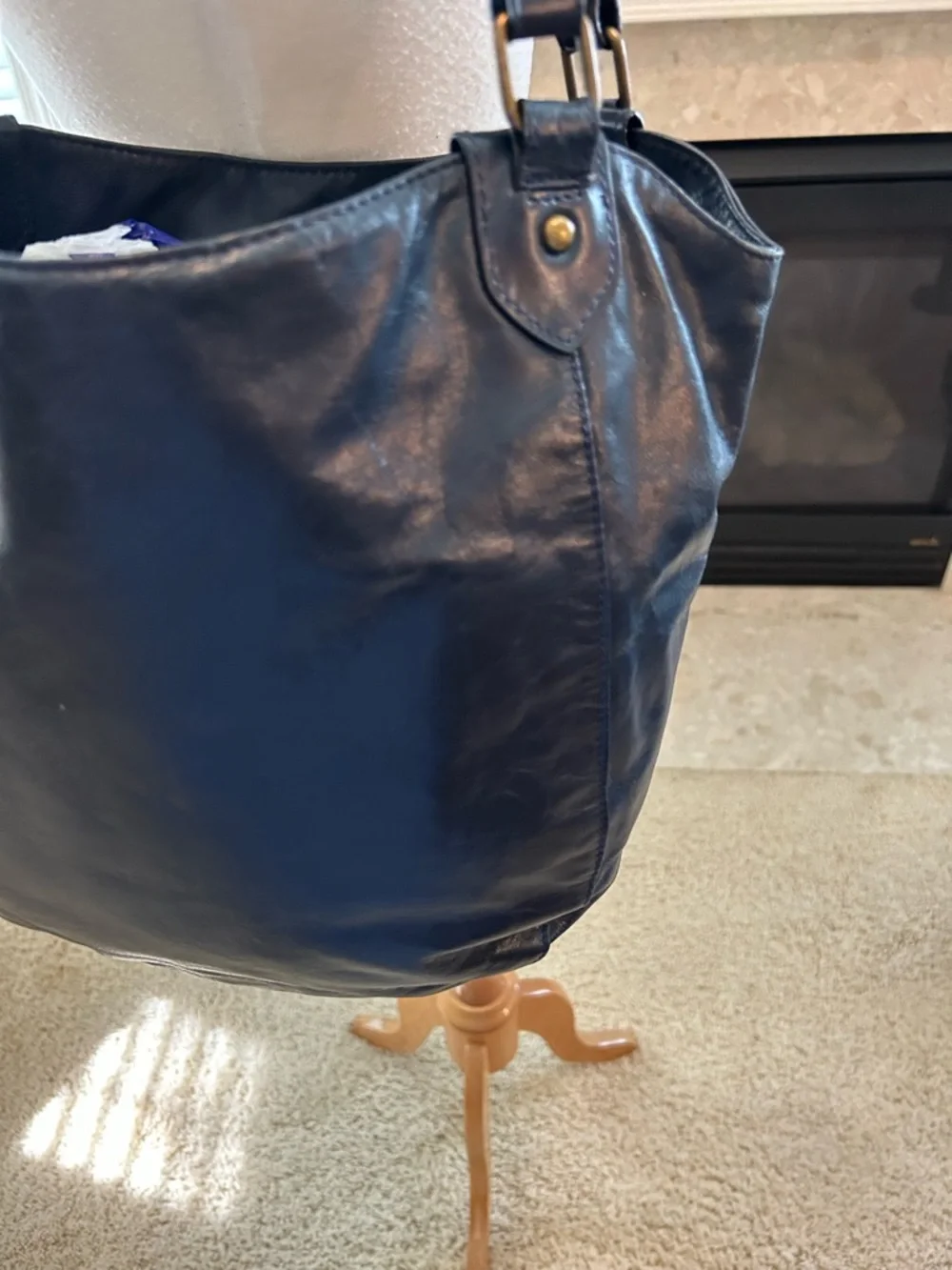 Latigo Navy Leather Tote Bag